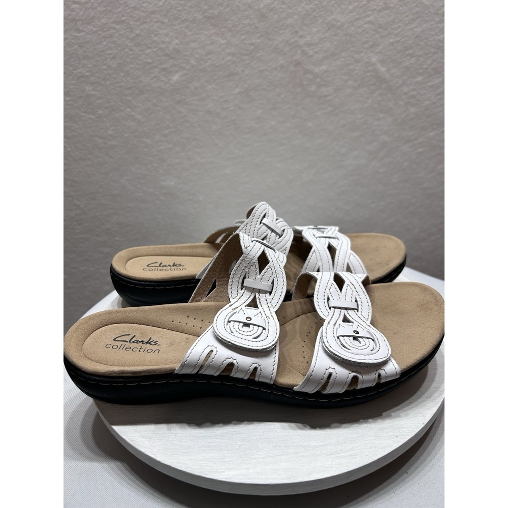Clarks Women's Size 9.5W Laurieann Dusk White Leather Cushioned EUC - Picture 3 of 8